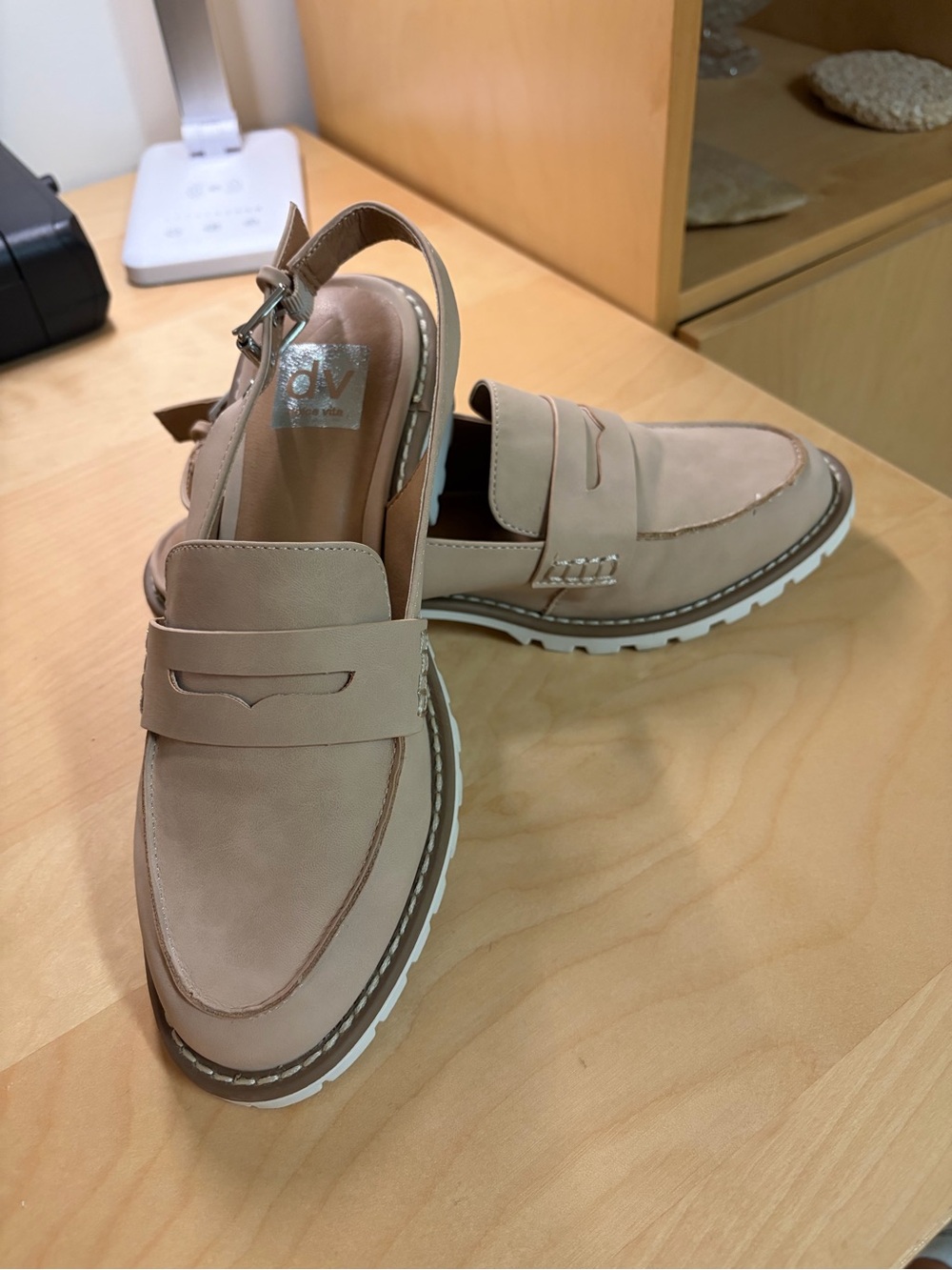 Women’s DV by Dolce Vita Slingback Penny Loafers Taupe Lug Sole Size 7.5 NWOT